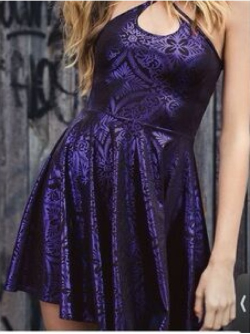 BLACKMILK Purple Floral Fit-and-Flare Dress